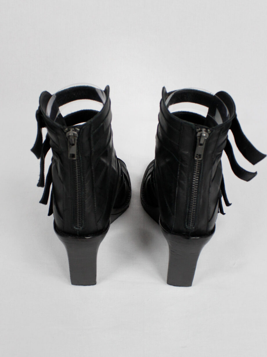 vintage Ann Demeulemeester Blanche black wedge sandals with buckle belts (3)