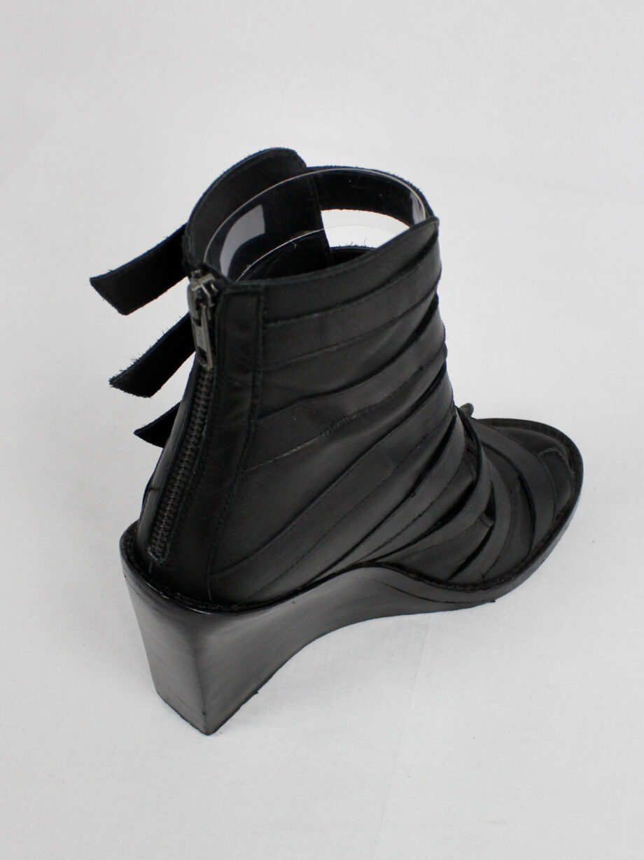 vintage Ann Demeulemeester Blanche black wedge sandals with buckle belts (5)
