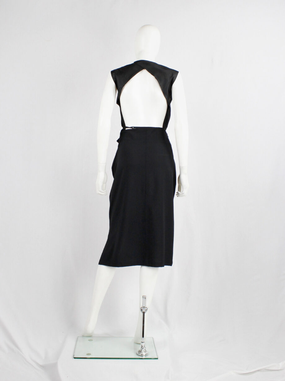vintage Ann Demeulemeester black midi-skirt with buttoned wrap detail and side slit (7)