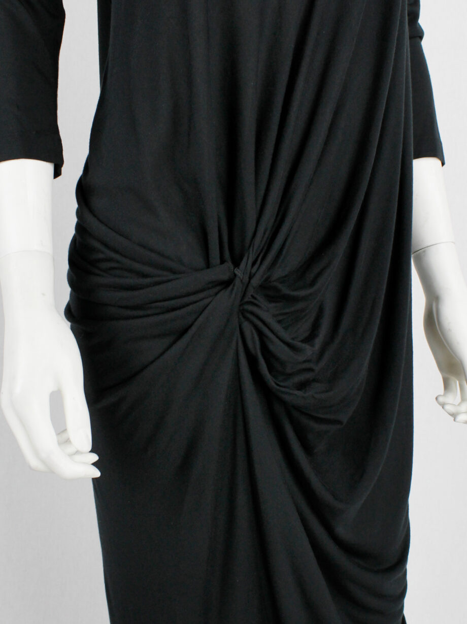 A.F. Vandevorst black midi dress with cape and gathered at the front in a twist (6)