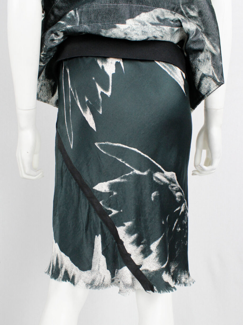 Ann Demeulemeester black and white bird printed skirt with frayed finish spring 2010 (11)