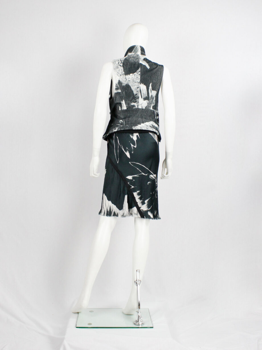 Ann Demeulemeester black and white bird printed skirt with frayed finish spring 2010 (15)