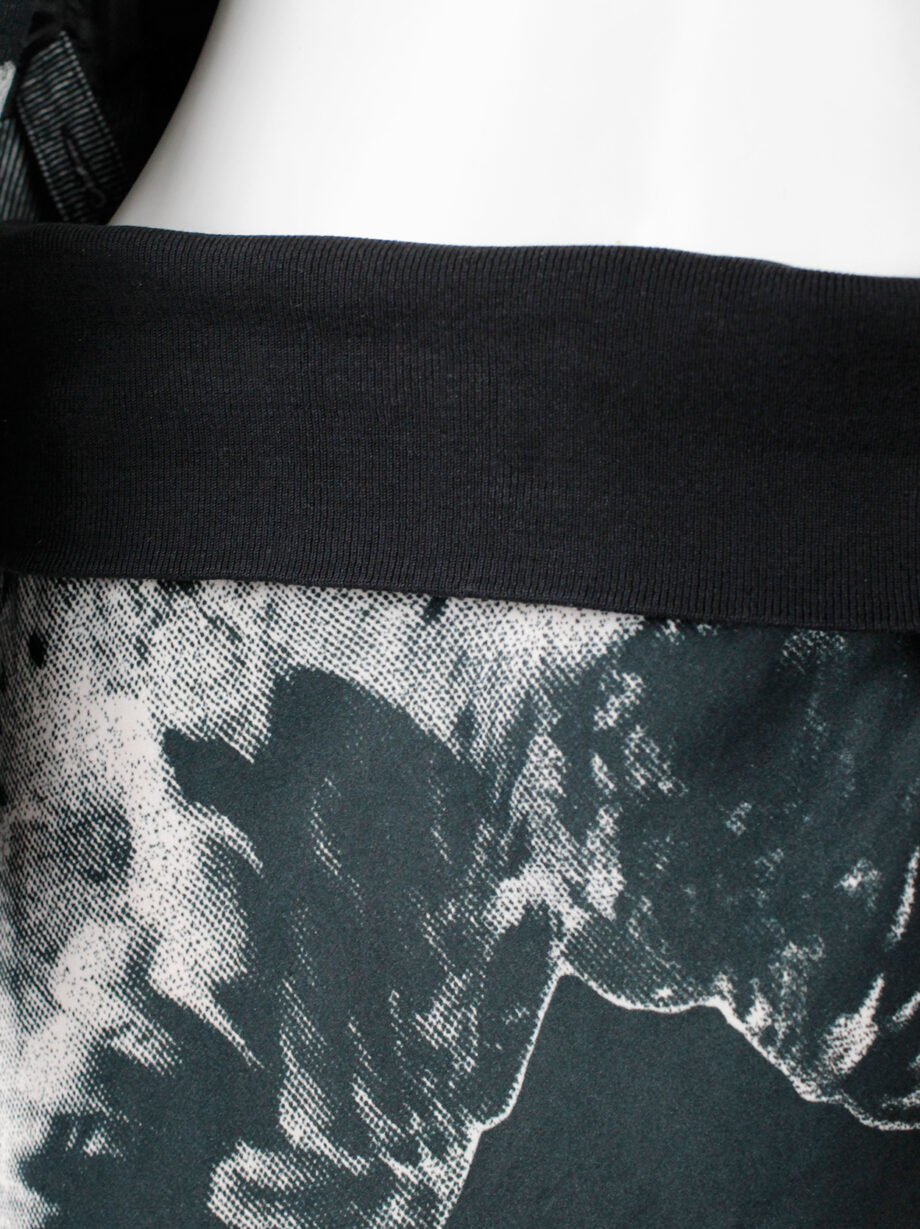 Ann Demeulemeester black and white bird printed skirt with frayed finish spring 2010 (7)