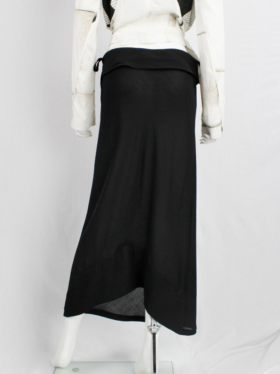 Ann Demeulemeester black maxi skirt with curved back and folded waist (12)