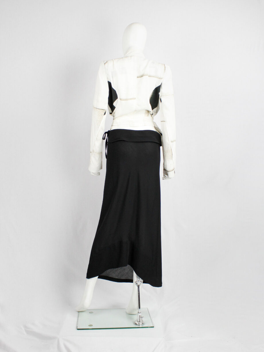 Ann Demeulemeester black maxi skirt with curved back and folded waist (13)