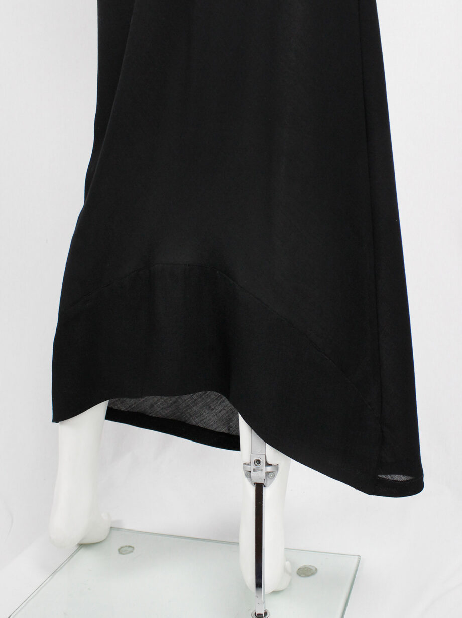 Ann Demeulemeester black maxi skirt with curved back and folded waist (2)