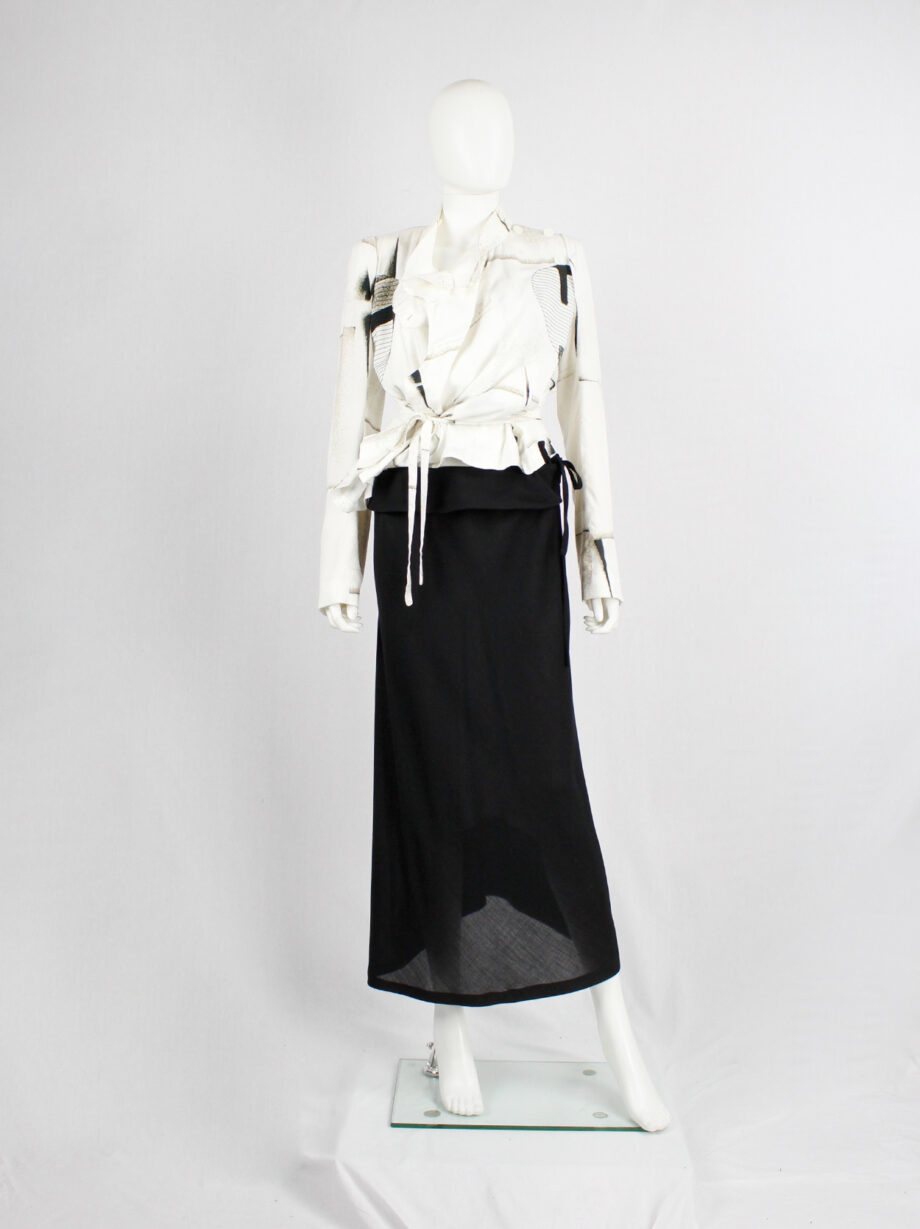 Ann Demeulemeester black maxi skirt with curved back and folded waist (7)