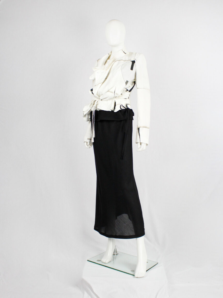 Ann Demeulemeester black maxi skirt with curved back and folded waist (8)