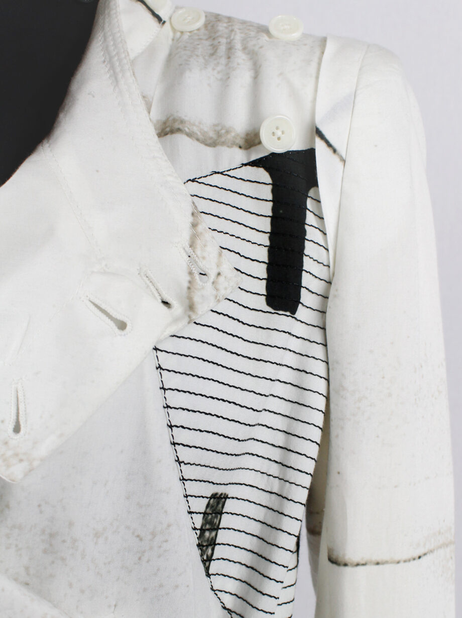 Ann Demeulemeester white buttoned fencing jacket with stitched panels spring 2011 (12)