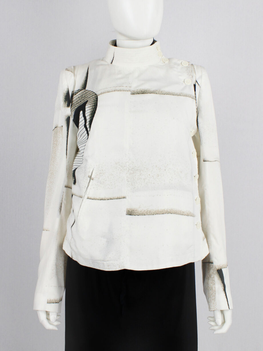 Ann Demeulemeester white buttoned fencing jacket with stitched panels spring 2011 (13)