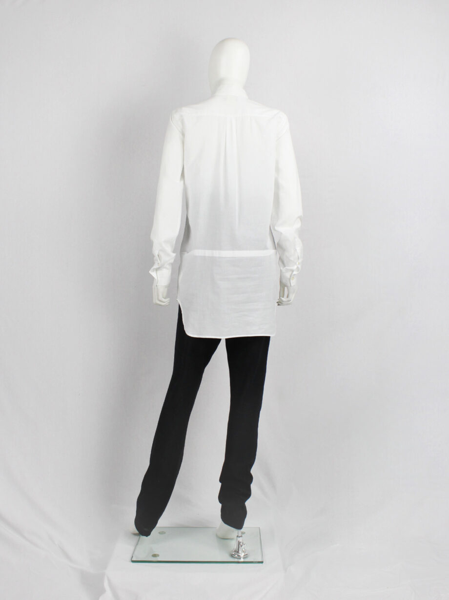 Ann Demeulemeester white shirt with curved hem panel and buttoned collar (10)