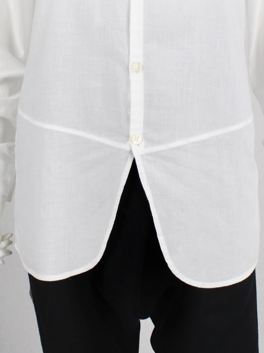 Ann Demeulemeester white shirt with curved hem panel and buttoned collar (7)