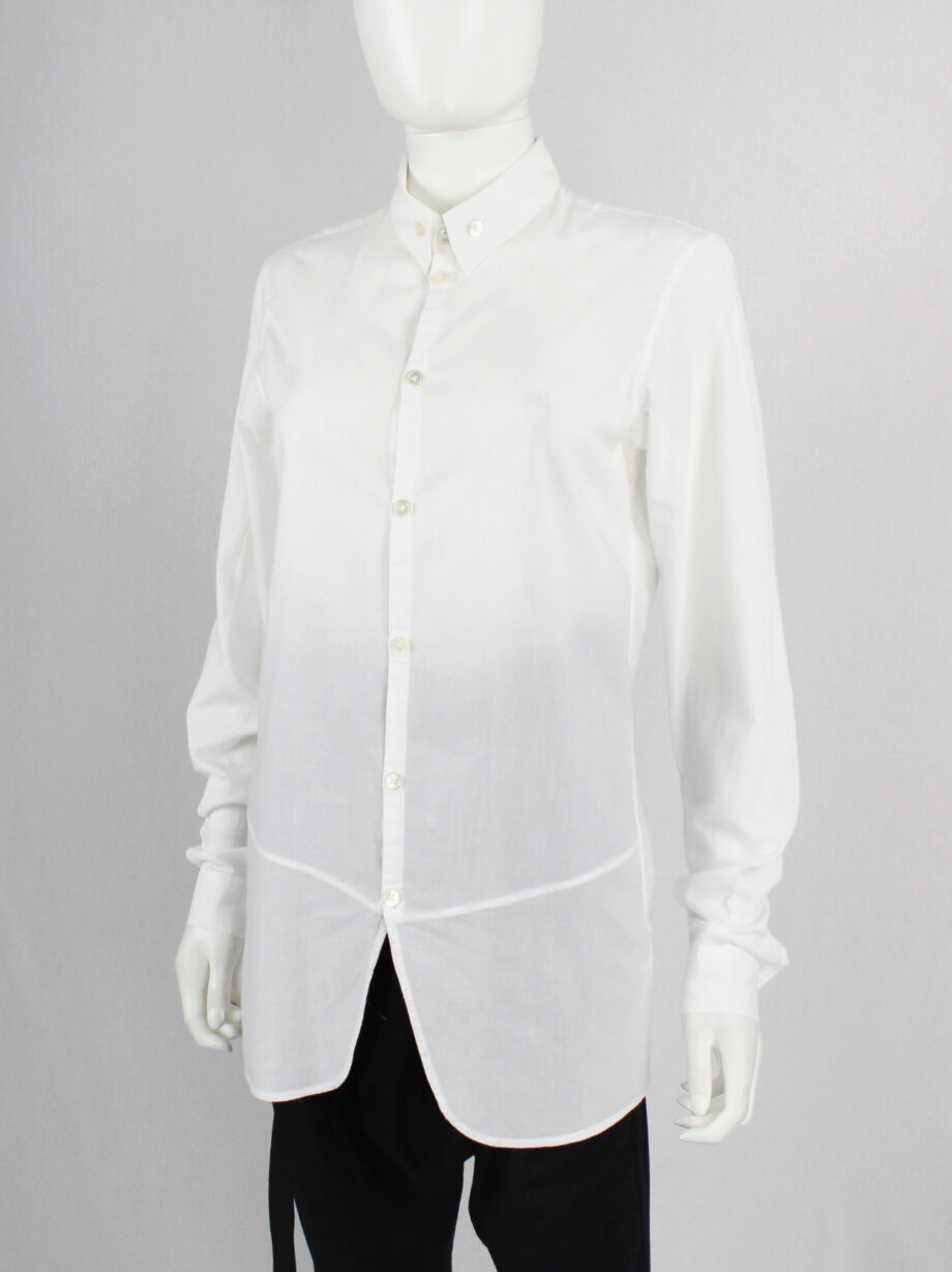 Ann Demeulemeester white shirt with curved hem panel and buttoned collar (8)