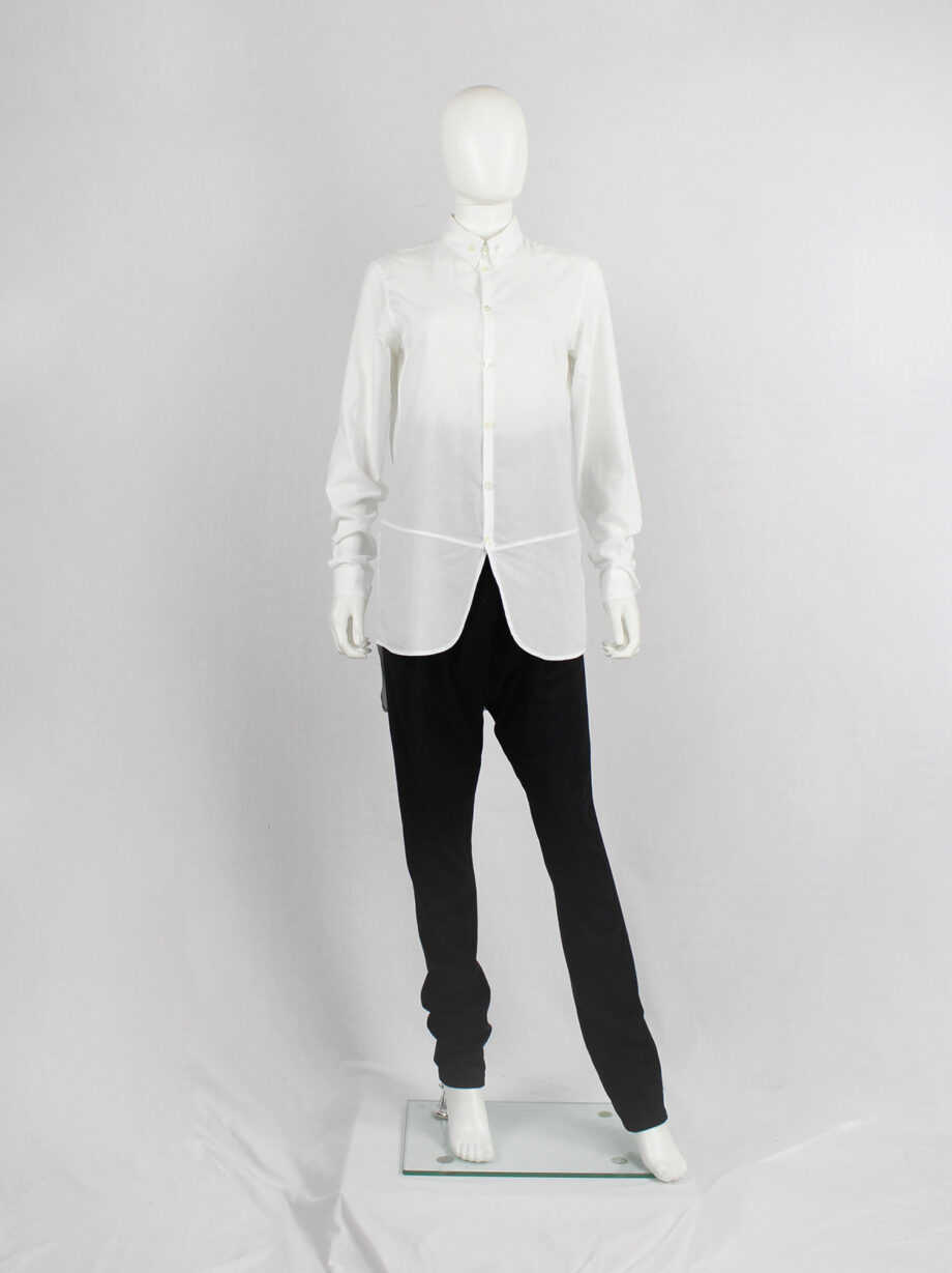 Ann Demeulemeester white shirt with curved hem panel and buttoned collar (9)