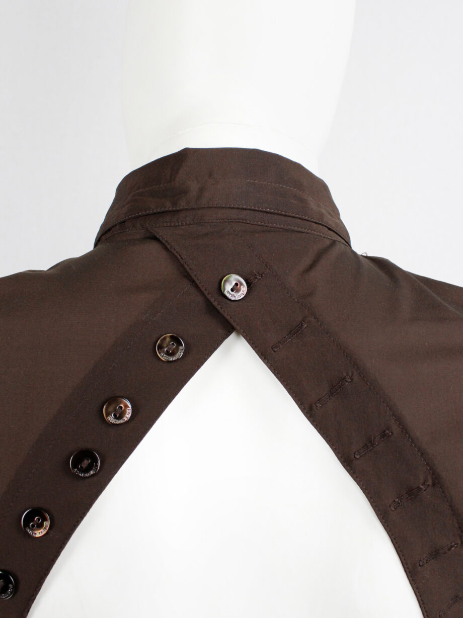 Dirk Bikkembergs brown bodysuit shirt with open back and rows of buttons (12)