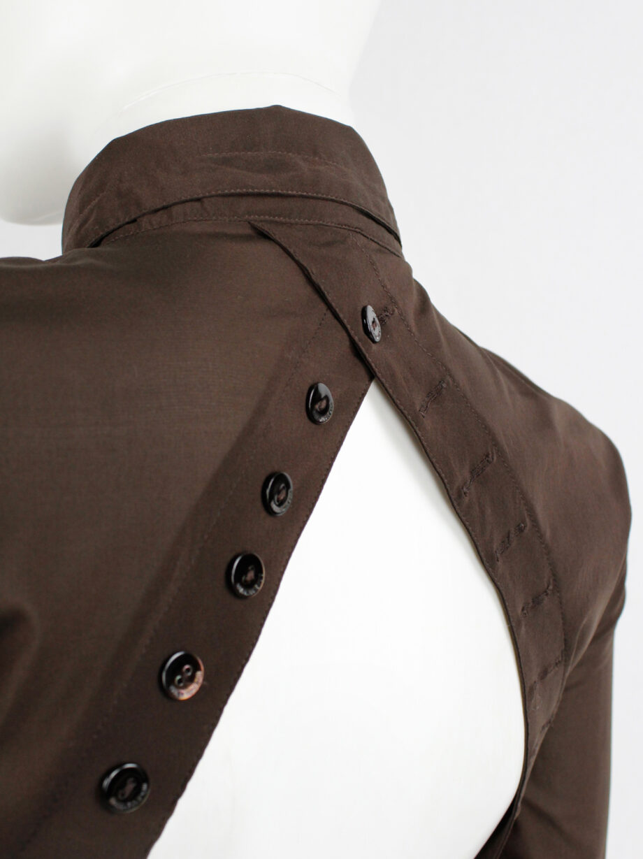 Dirk Bikkembergs brown bodysuit shirt with open back and rows of buttons (14)