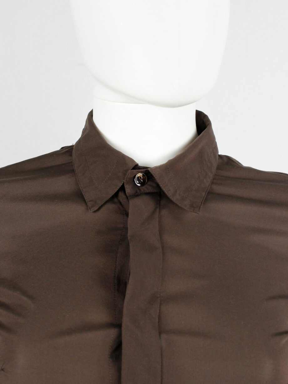 Dirk Bikkembergs brown bodysuit shirt with open back and rows of buttons (8)