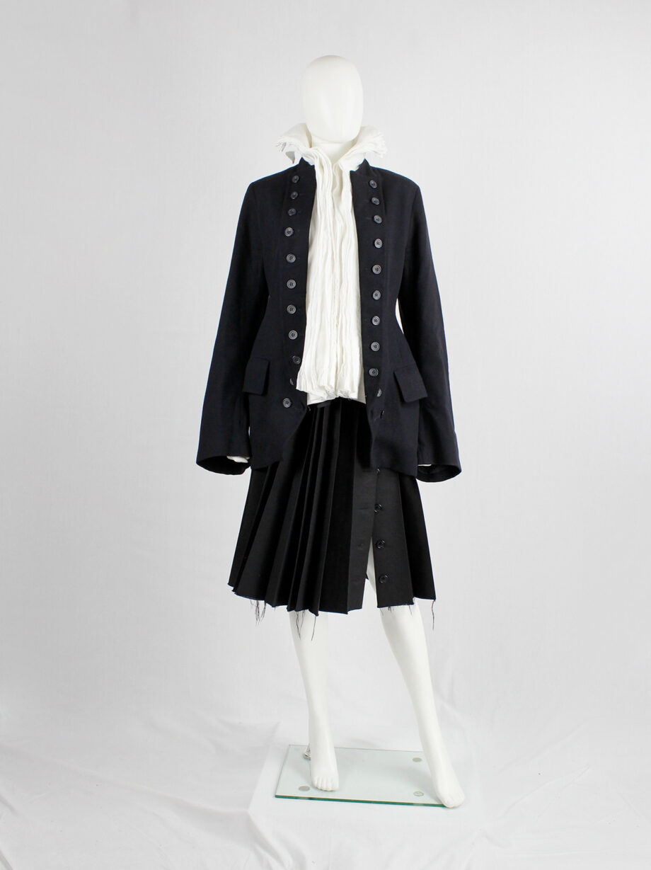 Dries Van Noten dark navy Napoleonic coat with large buttoned lapels 1980s 80s (11)