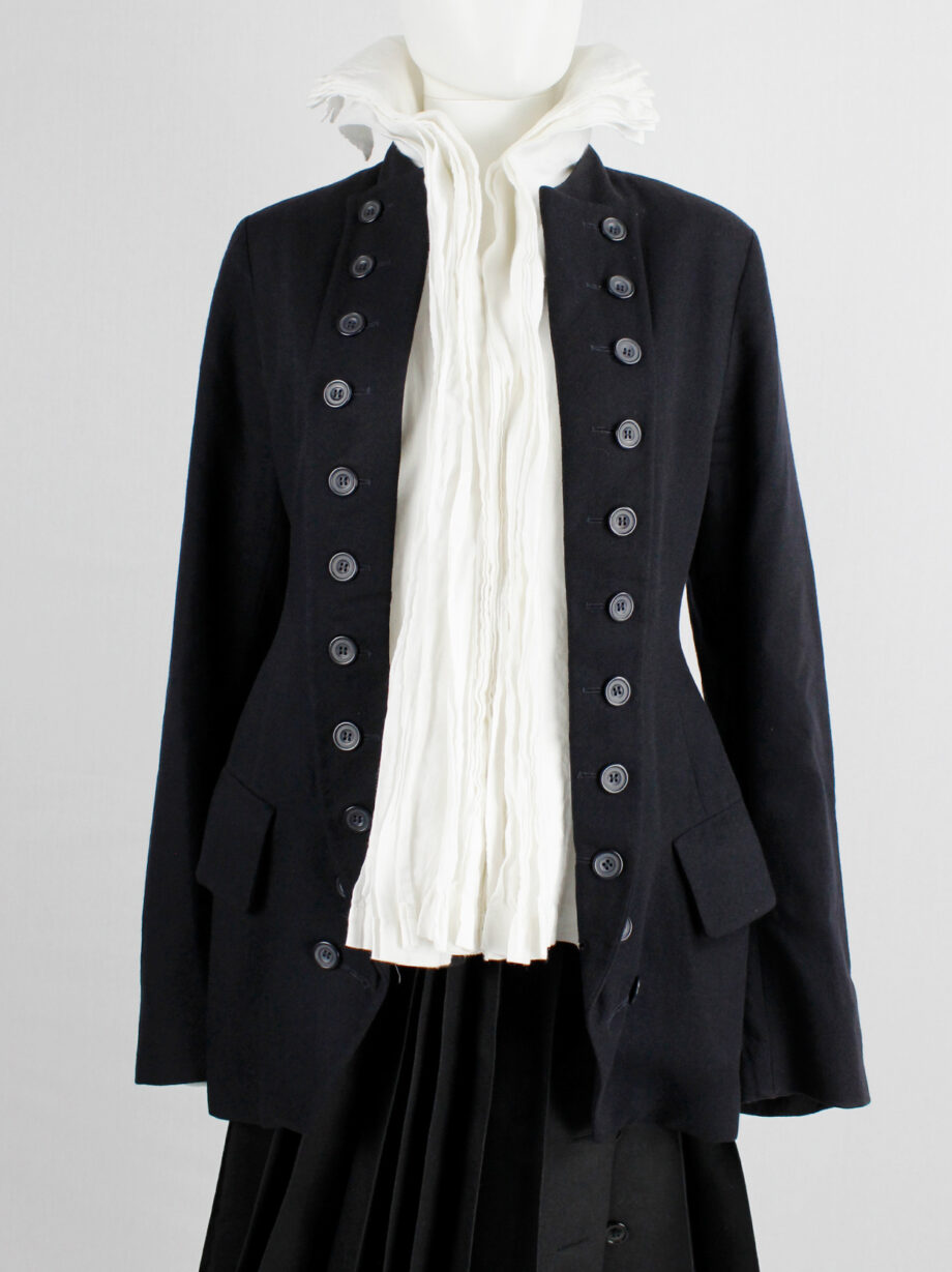 Dries Van Noten dark navy Napoleonic coat with large buttoned lapels 1980s 80s (6)