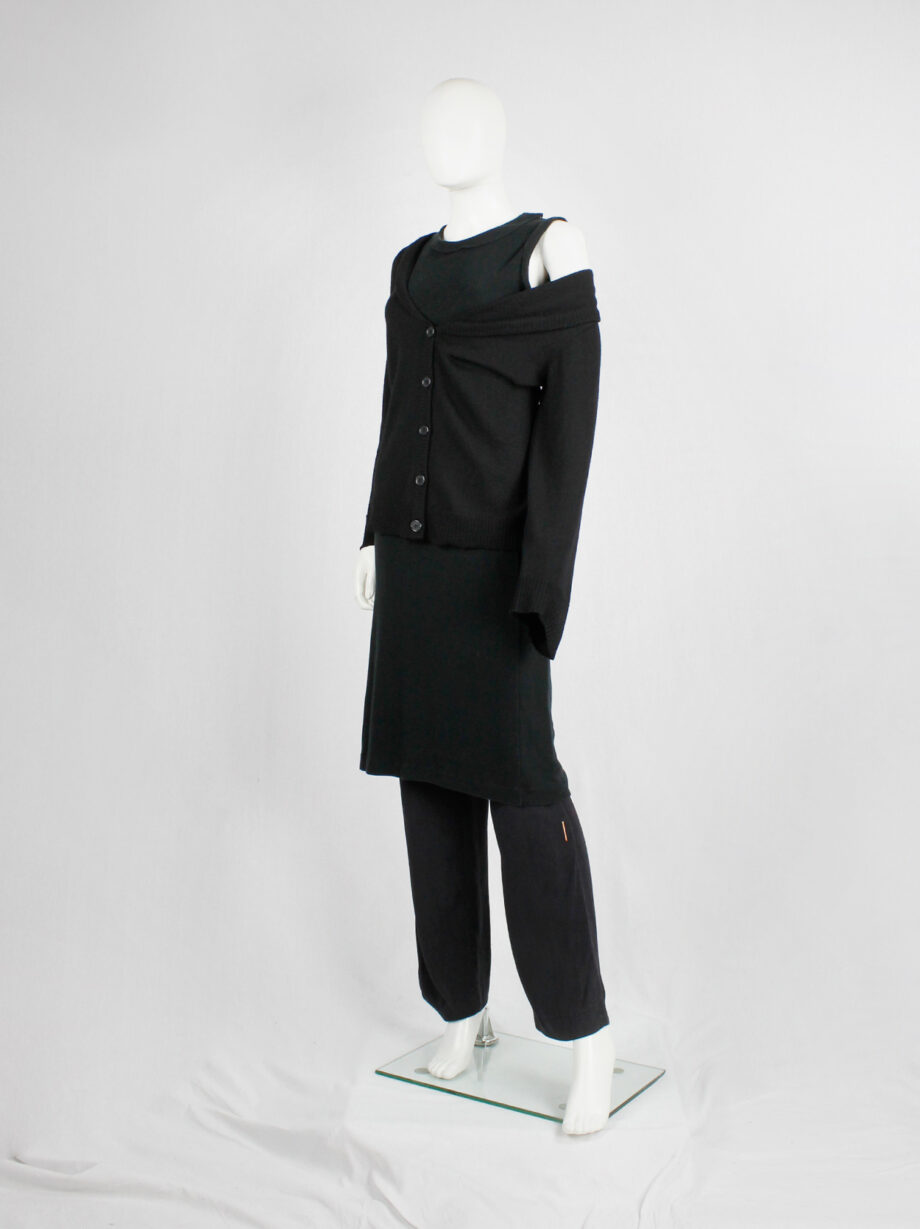 Maison Martin Margiela black stretched out cardigan falling off the shoulder fall 2006 (11)