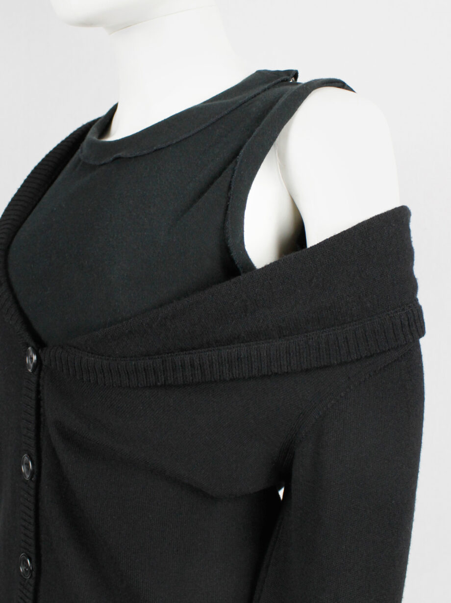Maison Martin Margiela black stretched out cardigan falling off the shoulder fall 2006 (13)