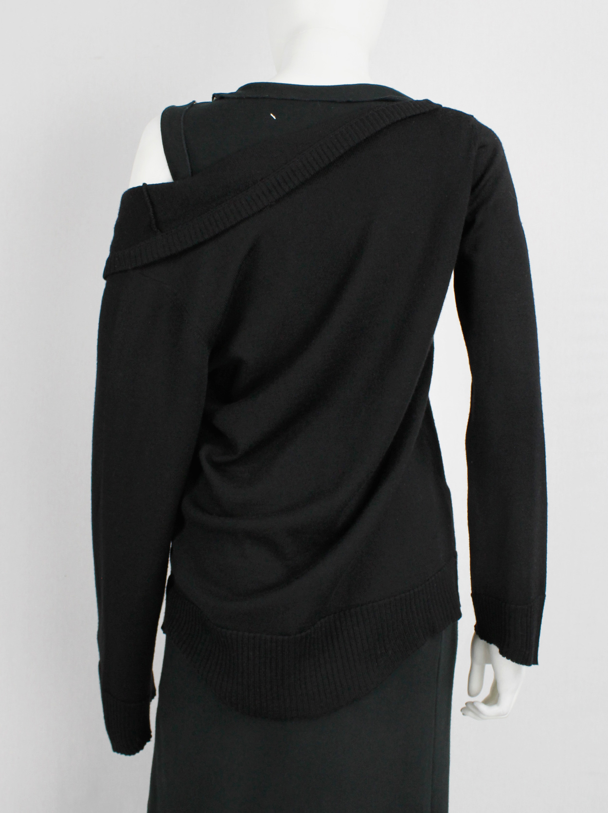 Maison Martin Margiela black stretched out cardigan falling off the ...