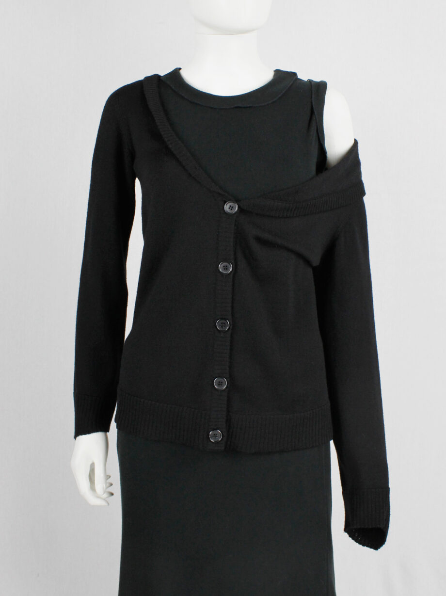 Maison Martin Margiela black stretched out cardigan falling off the shoulder fall 2006 (6)