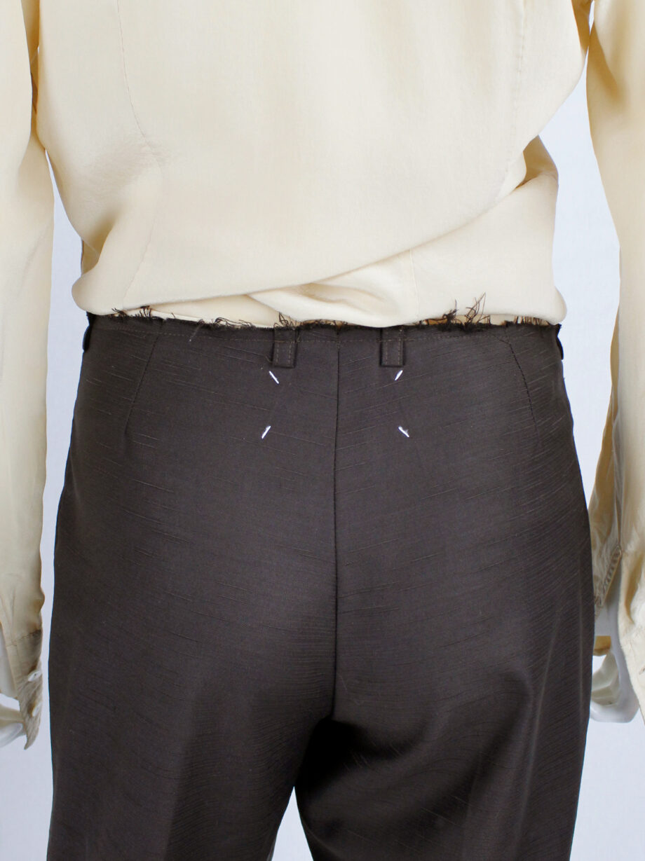 Maison Martin Margiela brown trousers with frayed cut off waist 2002 2004 (13)