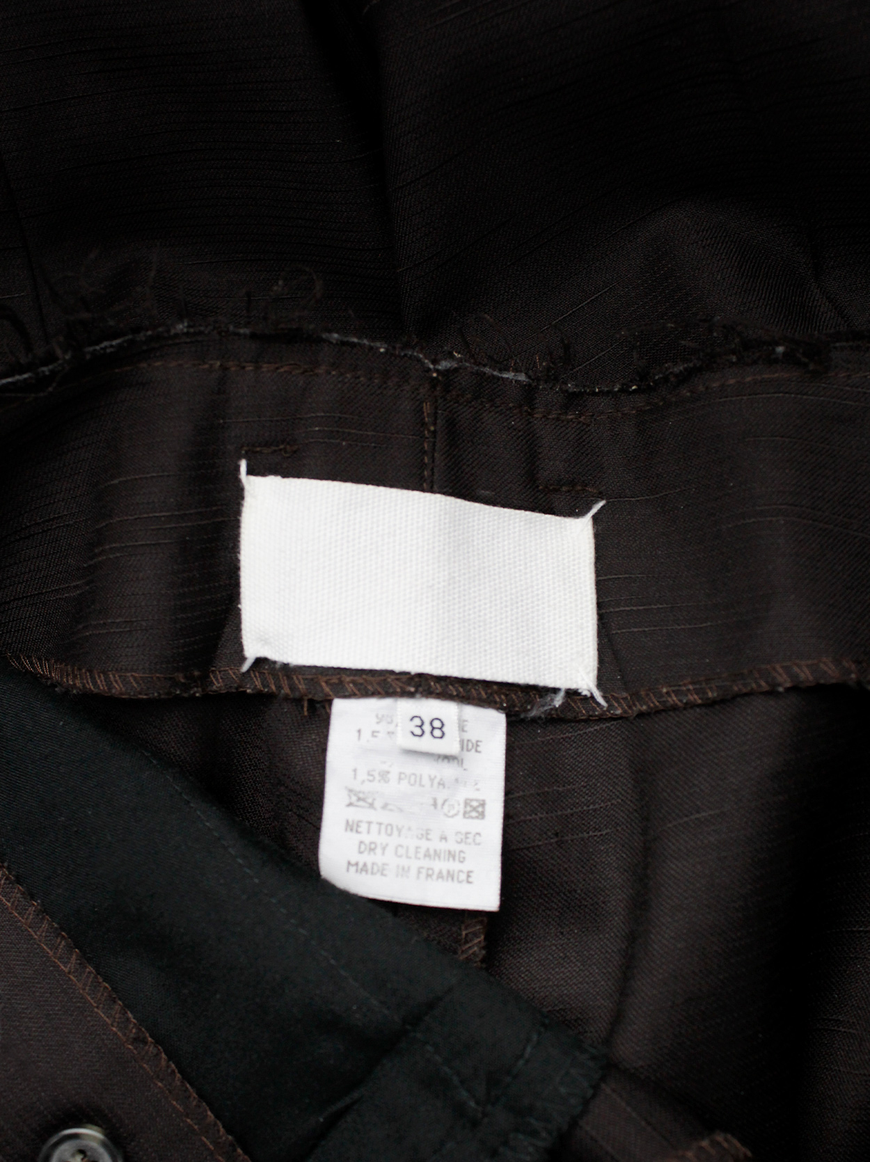 Maison Martin Margiela brown trousers with frayed cut off waist — 2002/ ...