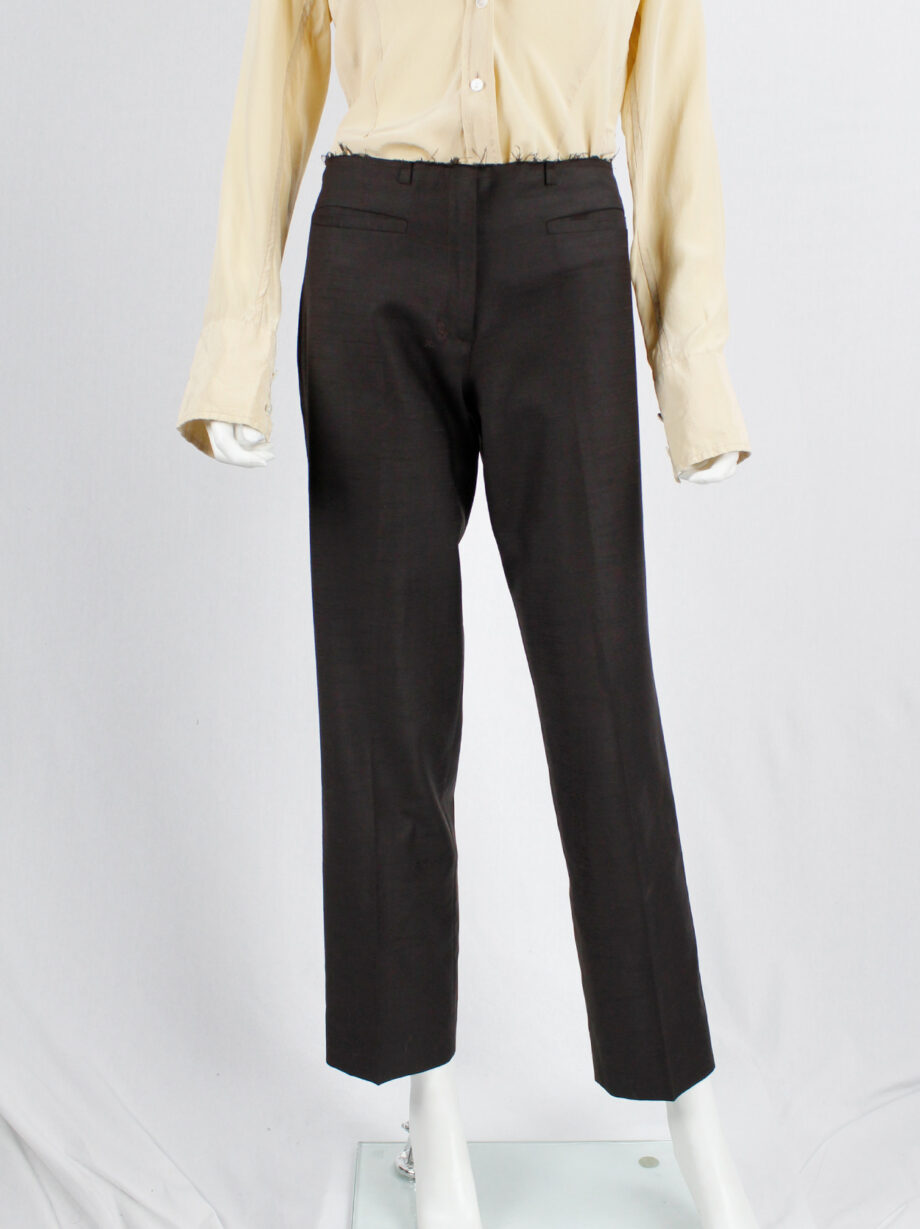 Maison Martin Margiela brown trousers with frayed cut off waist 2002 2004 (6)