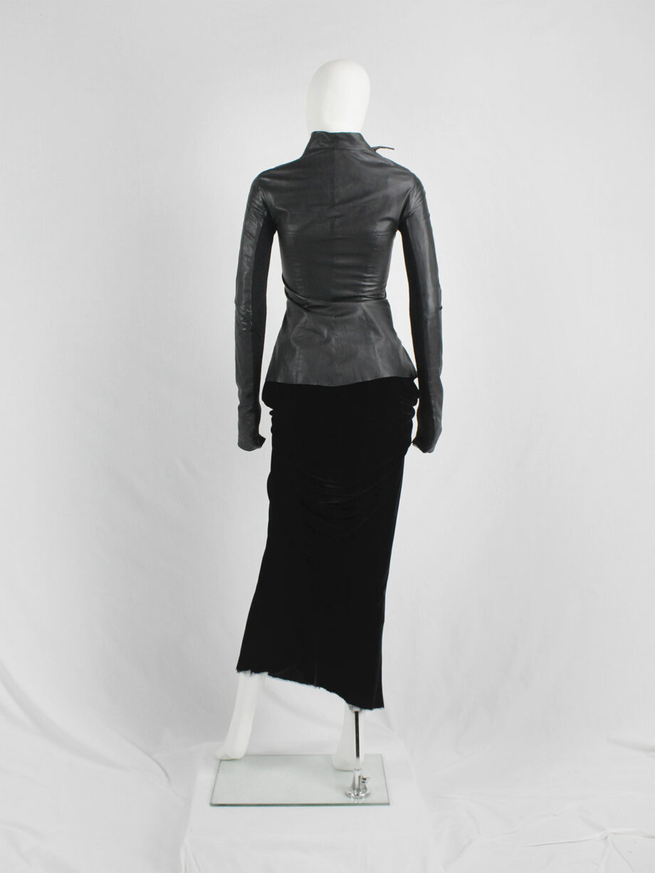 Rick Owens GLEAM black asymmetric leather jacket with high standing neckline fall 2010 (1)