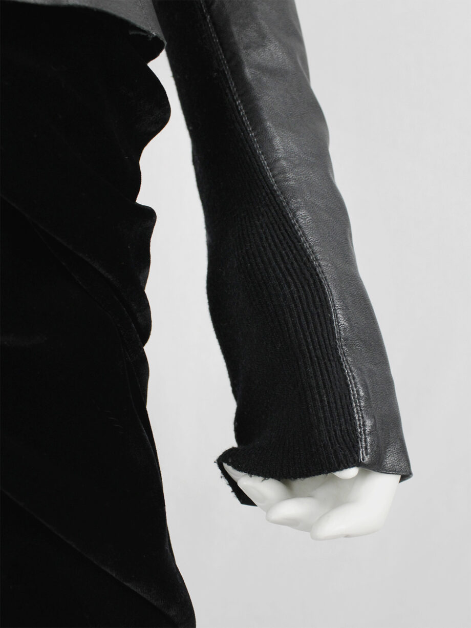 Rick Owens GLEAM black asymmetric leather jacket with high standing neckline fall 2010 (10)