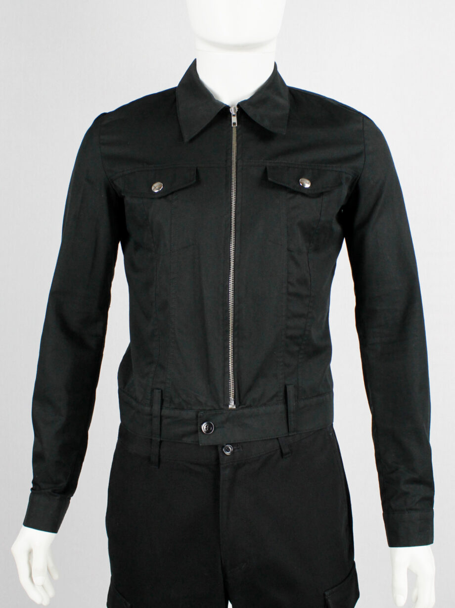 Xavier Delcour black denim jacket with trousers waistband 2000-2003 (4)