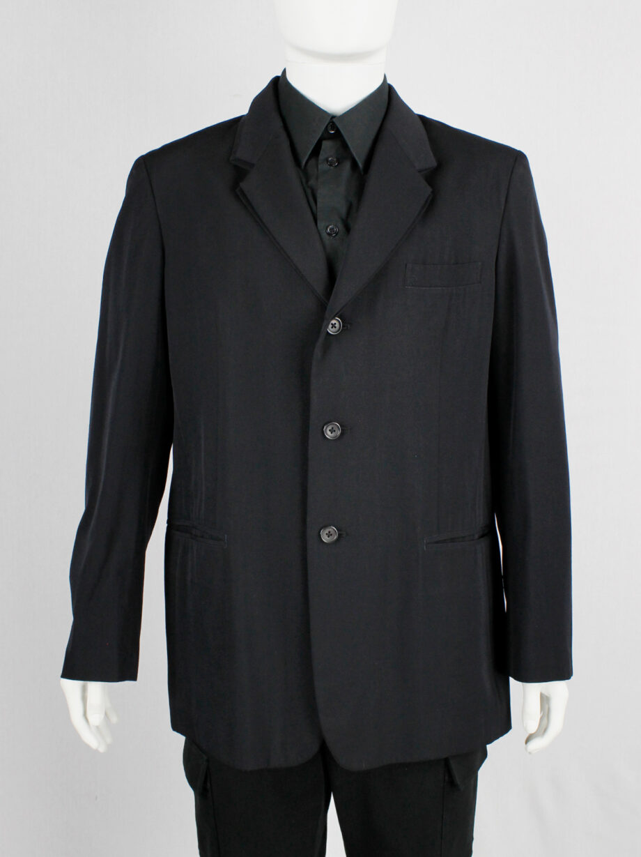 Yohji Yamamoto Pour Homme black classic blazer with double layered lapels (10)