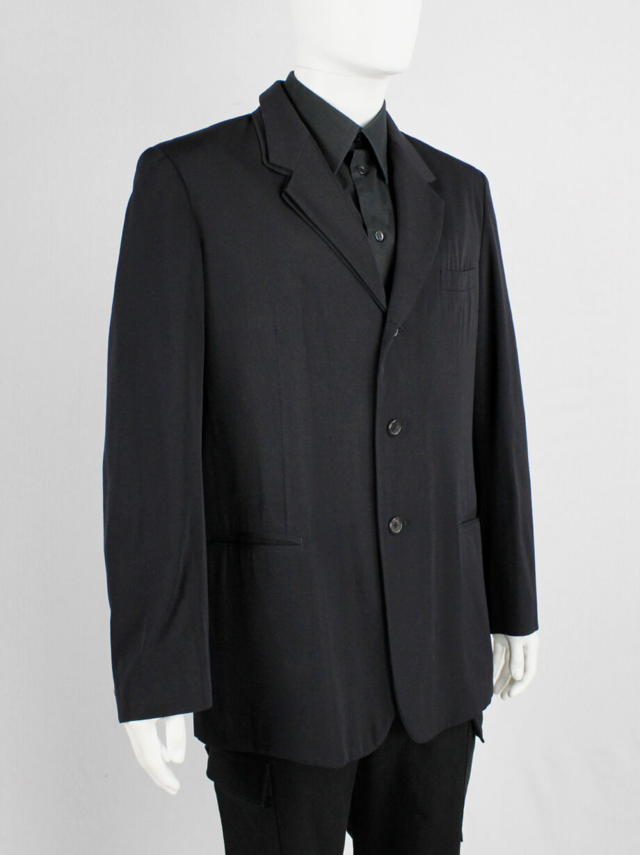 Yohji Yamamoto Pour Homme black classic blazer with double layered lapels (13)