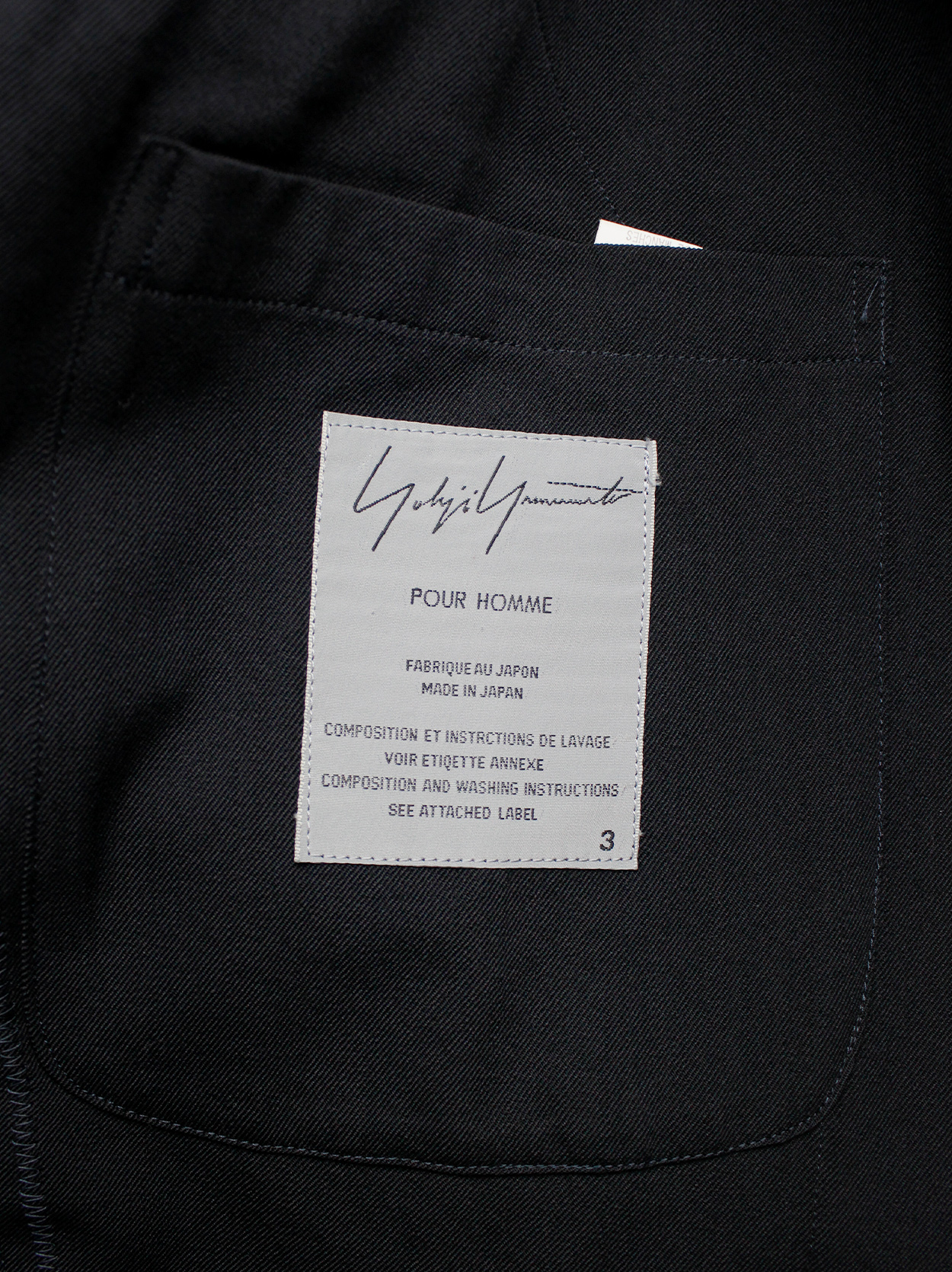 Yohji Yamamoto Pour Homme black classic blazer with double layered ...
