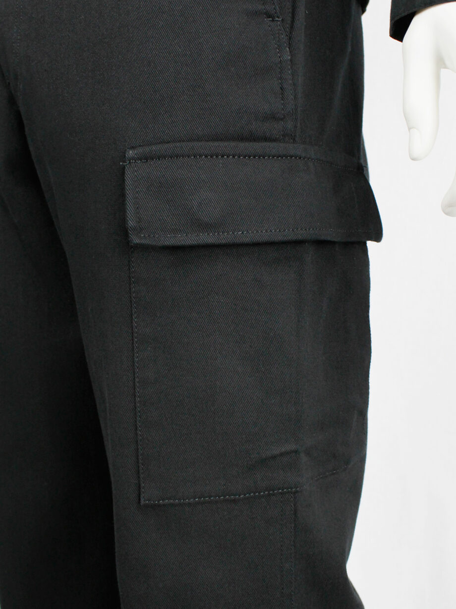 Y’s for men black straight trousers with cargo pockets 1990s (1)