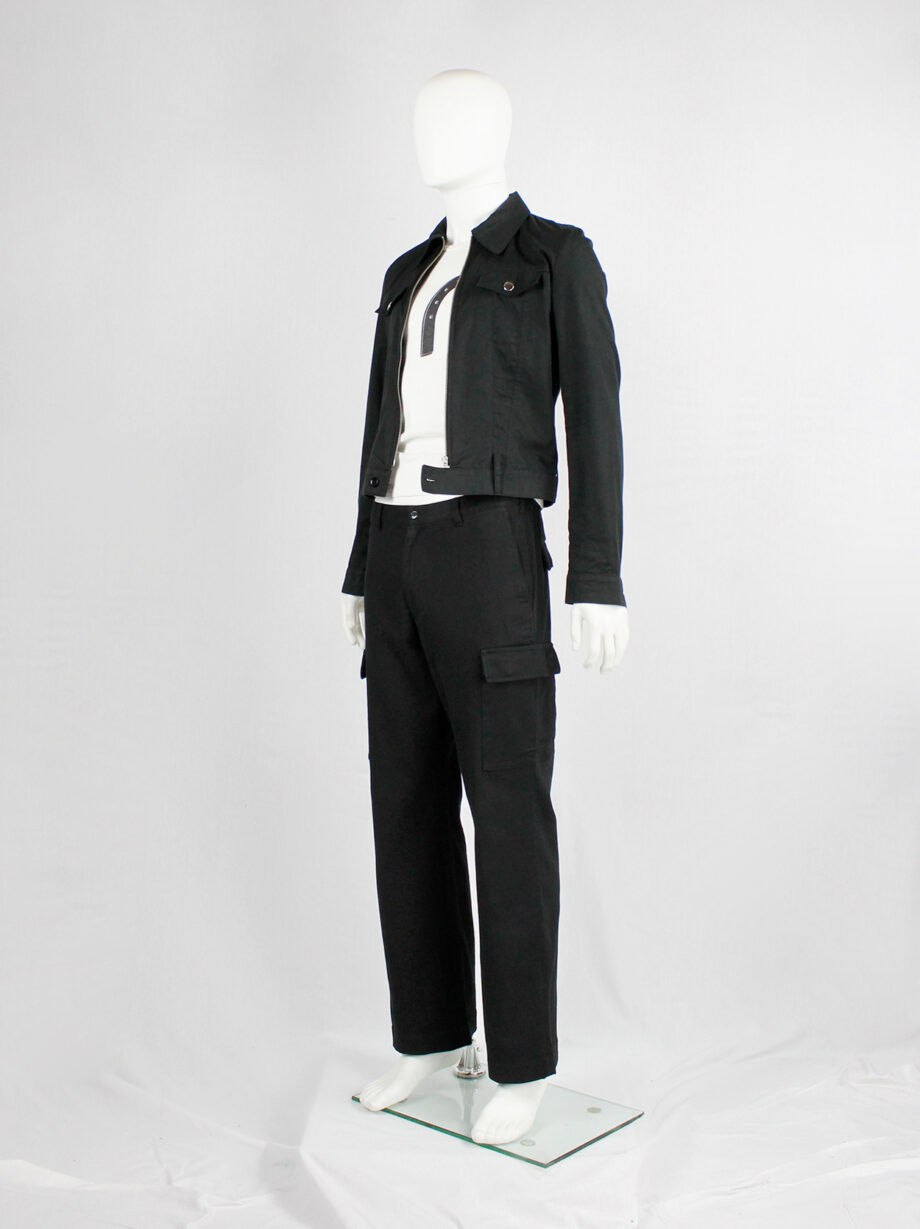 Y’s for men black straight trousers with cargo pockets 1990s (2)