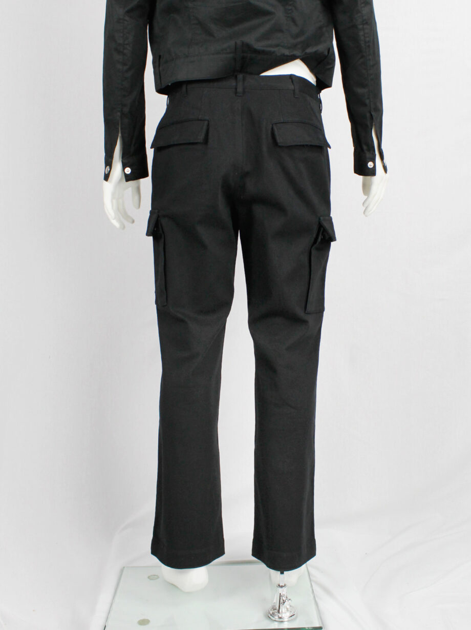 Y’s for men black straight trousers with cargo pockets 1990s (4)
