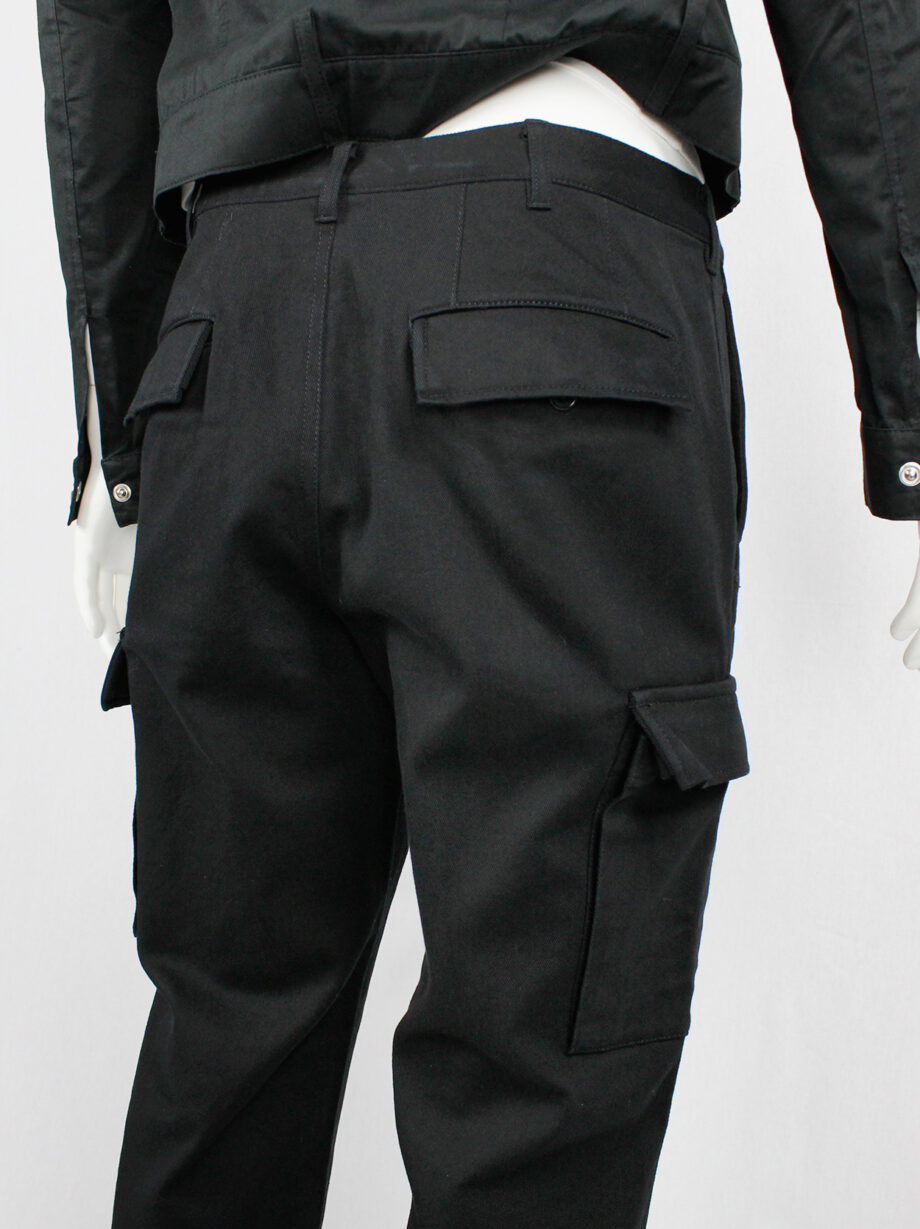 Y’s for men black straight trousers with cargo pockets 1990s (5)