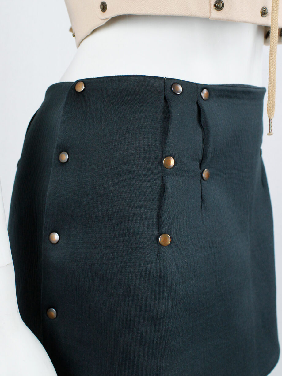 af Vandevorst blackish green neoprene miniskirt with copper studs fall 2010 (2)