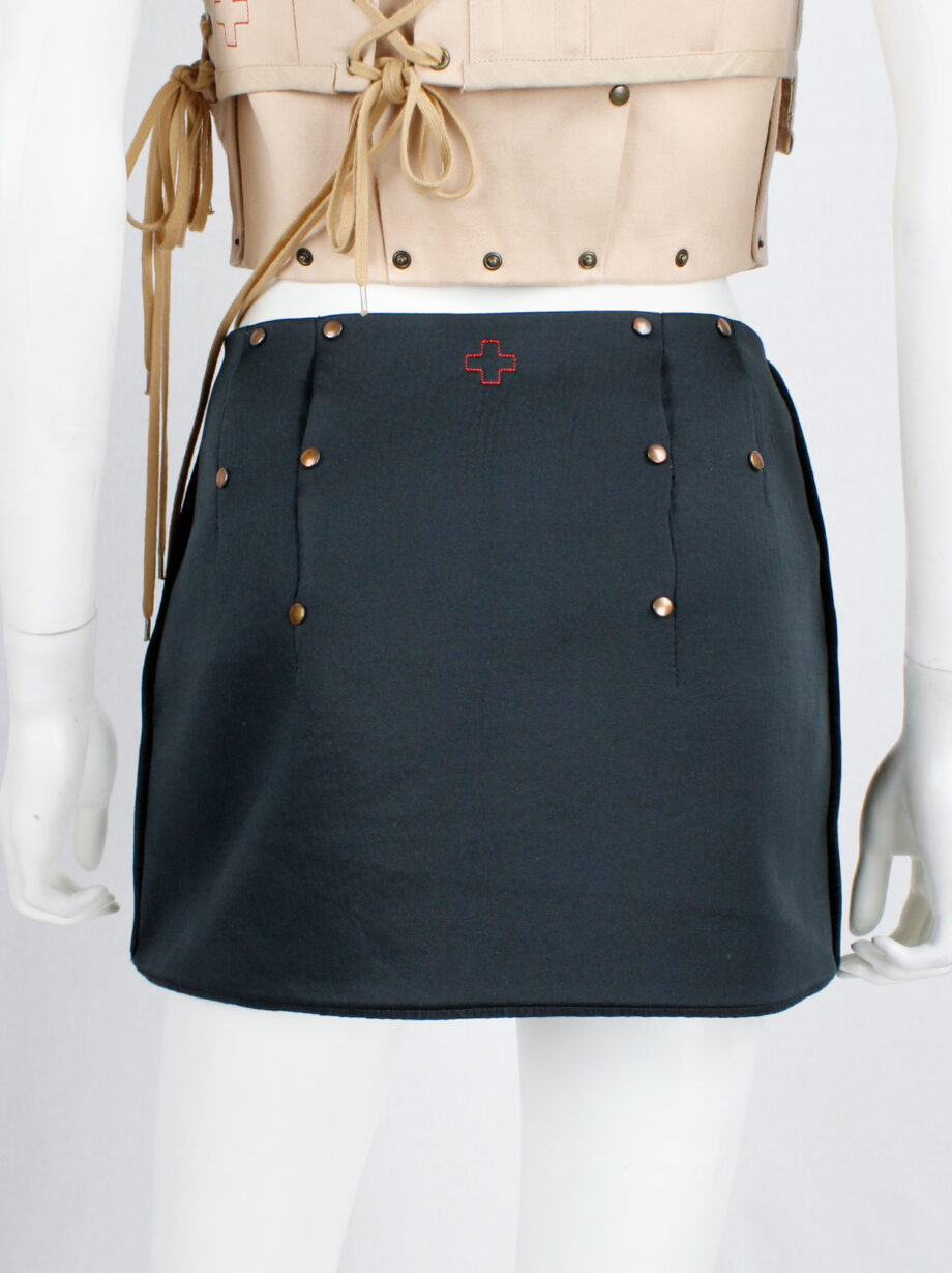 af Vandevorst blackish green neoprene miniskirt with copper studs fall 2010 (3)