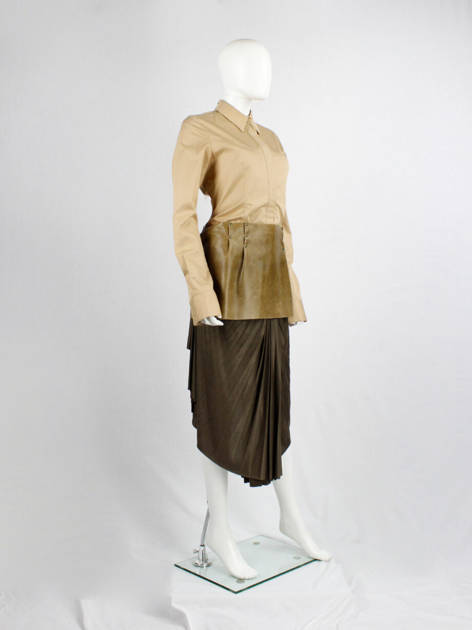 af Vandevorst brown leather miniskirt with bronze studs fall 1998 (11)