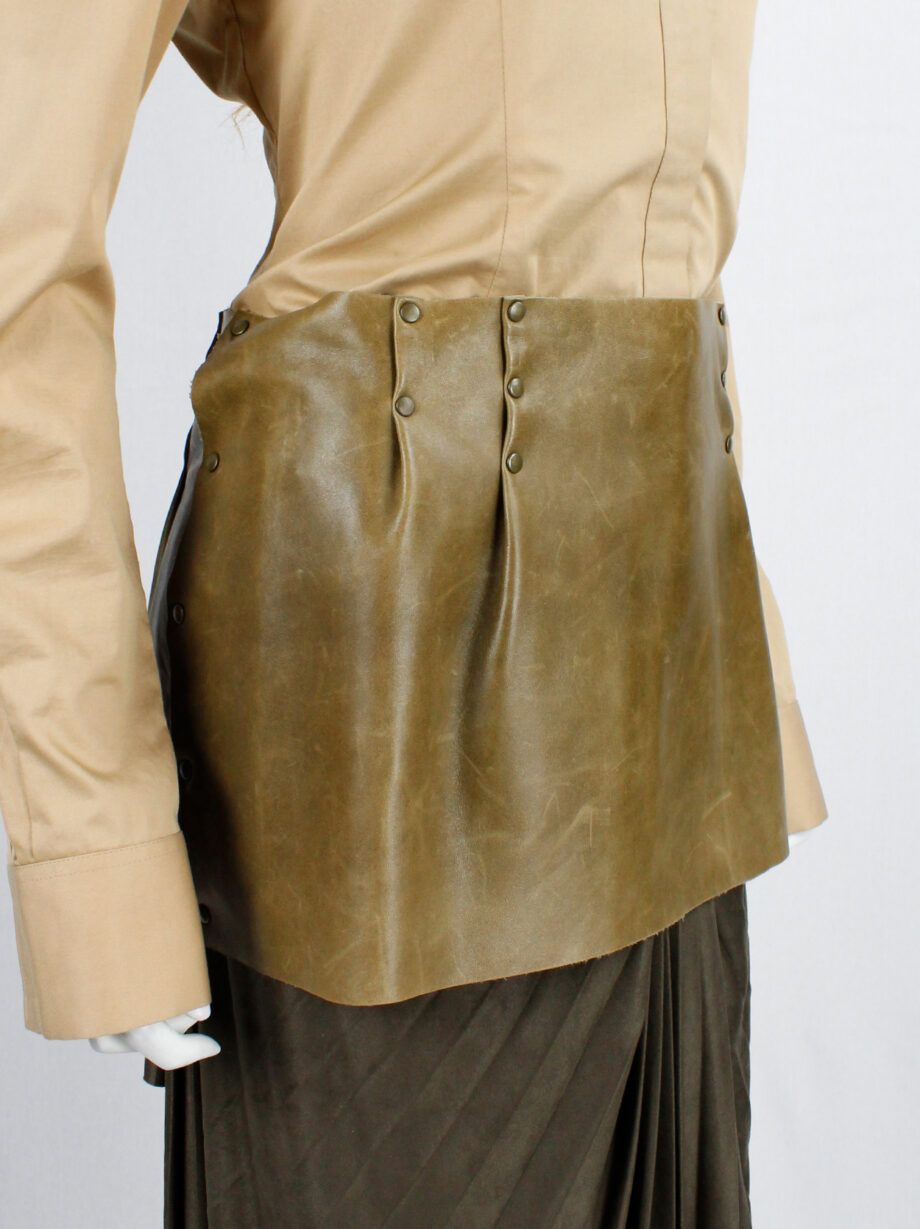 af Vandevorst brown leather miniskirt with bronze studs fall 1998 (12)