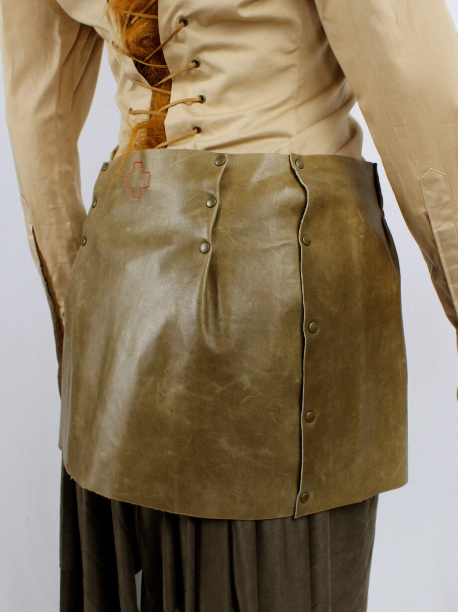 af Vandevorst brown leather miniskirt with bronze studs fall 1998 (13)