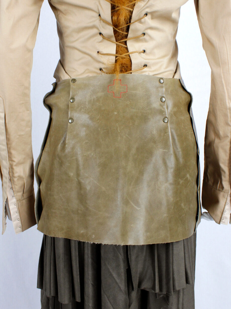 af Vandevorst brown leather miniskirt with bronze studs fall 1998 (14)