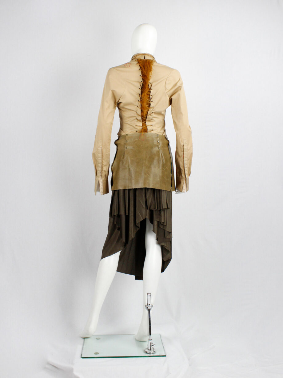 af Vandevorst brown leather miniskirt with bronze studs fall 1998 (16)