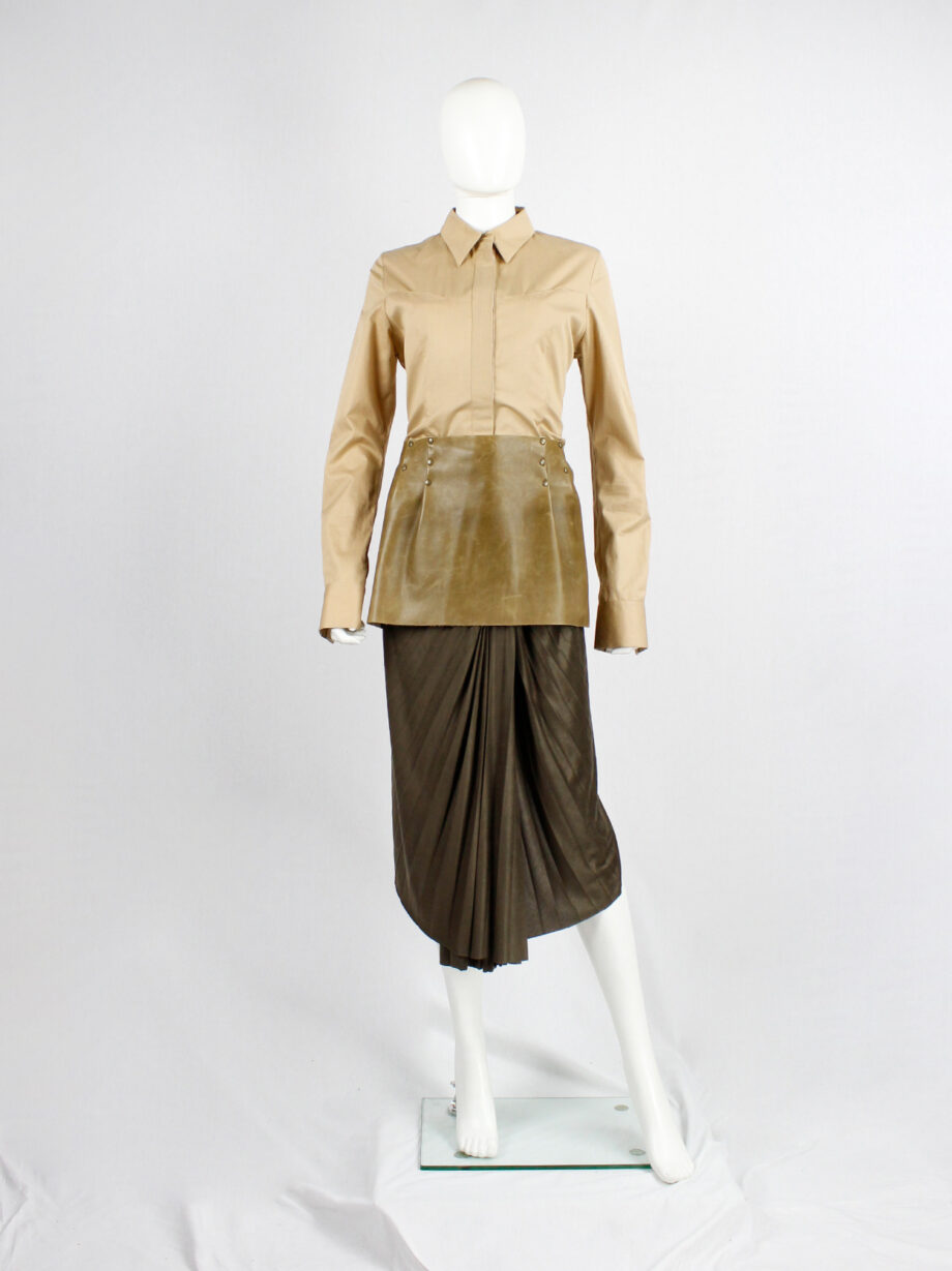 af Vandevorst brown leather miniskirt with bronze studs fall 1998 (5)