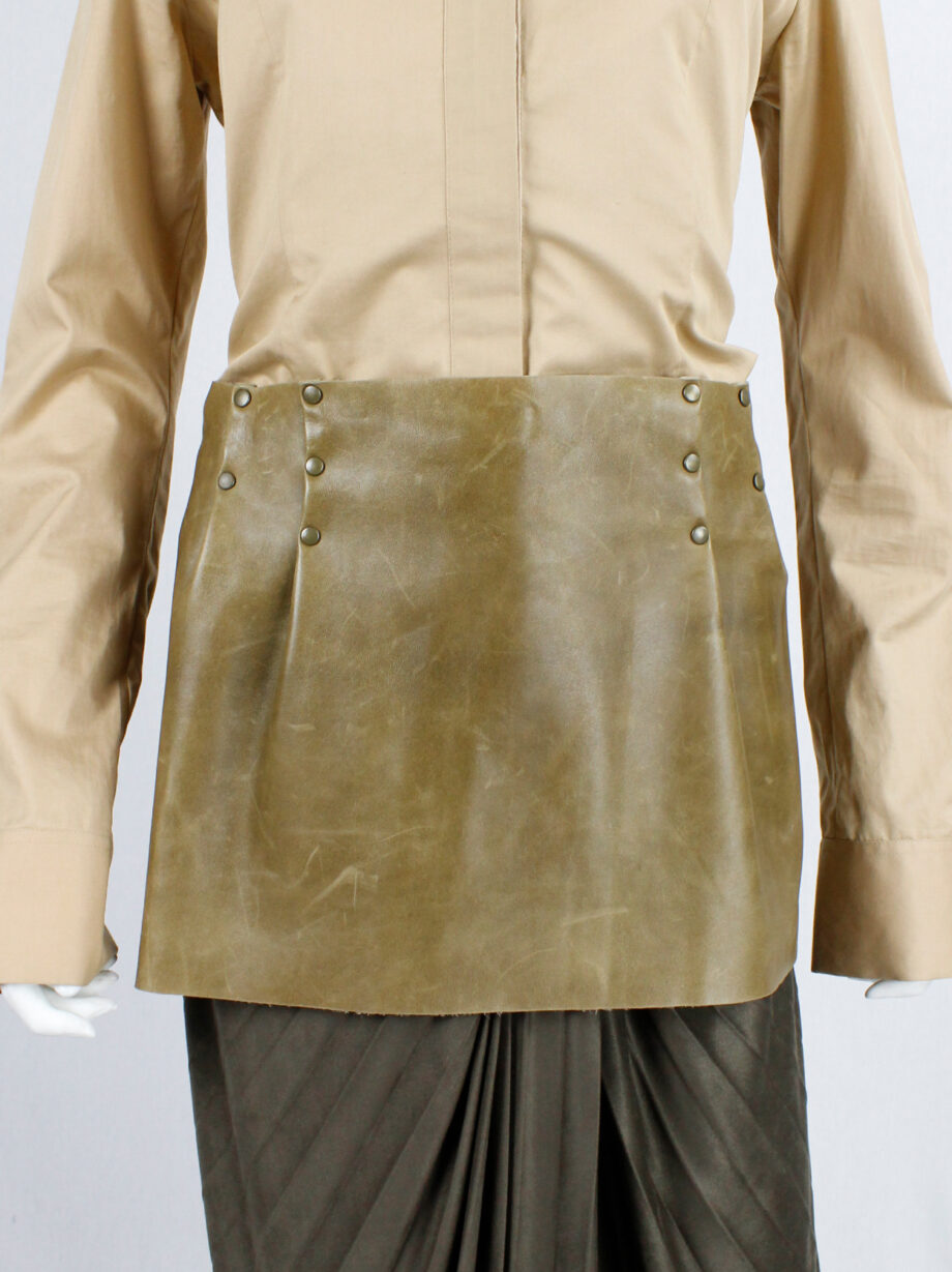 af Vandevorst brown leather miniskirt with bronze studs fall 1998 (6)