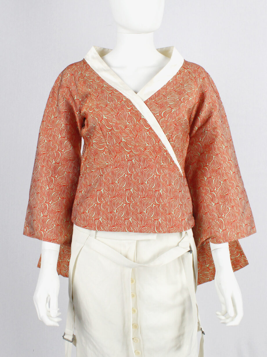 af Vandevorst red and gold brocade top with kimono sleeves spring 2002 (6)